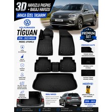 PINUKS Volkswagen Tiguan 2018 Model Uyumlu 3D Araca Özel Havuzlu Paspas+Bagaj Havuzu Birebir Uyum-Hediyeli