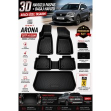 PINUKS Seat Arona 2025 Model Uyumlu 3D Araca Özel Havuzlu Paspas+Bagaj Havuzu Birebir Uyum-Hediyeli