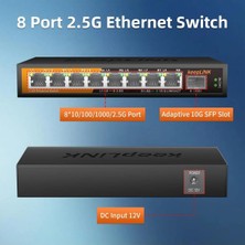 Mucize 8 Bağlantı Noktalı 2.5g Anahtarı Yönetilmeyen, 8 x 2.5g Base-T Bağlantı Noktalı Ethernet Anahtarı, 1 x 10G Base-T Sfp Yuvası, 60GBPS Anahtarlama Kapasitesi, Tak ve Çalıştır, Fansız Metal,