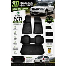 PINUKS Skoda Yeti 2009 Model Uyumlu 3D Araca Özel Havuzlu Paspas+Bagaj Havuzu Birebir Uyum-Hediyeli
