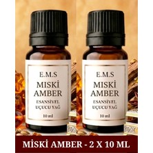 E.M.S 2 x 10 ml Miski Amber Saf Esansiyel Uçucu Yağ Buhurdanlık Yağı Difüzör Esansı Aromaterapi Oda Kokusu