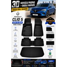 PINUKS Renault Clıo 5 2021 Model Uyumlu 3D Araca Özel Havuzlu Paspas+Bagaj Havuzu Birebir Uyum-Hediyeli