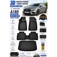 PINUKS Mercedes A180 Hatcback 2017 Model Uyumlu 3D Araca Özel Havuzlu Paspas+Bagaj Havuzu Birebir Uyum-Hediyeli