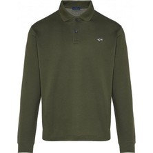 Paul & Shark Erkek Normal Kalıp Pamuklu Pike Kumaşlı Logo Nakışlı Kısa Kollu Haki Polo Yaka T-Shirt 99311003-089