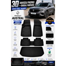 PINUKS Renault Austral Mıld Hybrıd 2025 Model Uyumlu 3D Araca Özel Havuzlu Paspas+Bagaj Havuzu Birebir Uyum-Hediyeli