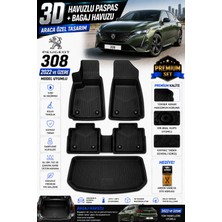 PINUKS Peugeot 308 2022 Model Uyumlu 3D Araca Özel Havuzlu Paspas+Bagaj Havuzu Birebir Uyum-Hediyeli