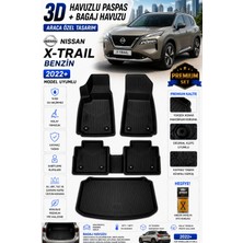PINUKS Nissan X-Trail Benzin 2024 Model Uyumlu 3D Araca Özel Havuzlu Paspas+Bagaj Havuzu Birebir Uyum-Hediyeli