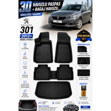 PINUKS Peugeot 301 2019 Model Uyumlu 3D Araca Özel Havuzlu Paspas+Bagaj Havuzu Birebir Uyum-Hediyeli
