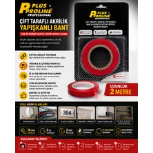 Plus Proline 16 mm 2 Metre | Çift Taraflı Akrilik Vhb Şeffaf Köpük Montaj Bandı | Güçlü Yapıştırıcı | Iç & Dış Mekan | Silikonize Çift Taraflı Bant