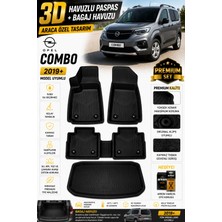 PINUKS Opel Combo Seperatörsüz 2023 Model Uyumlu 3D Araca Özel Havuzlu Paspas+Bagaj Havuzu Birebir Uyum-Hediyeli