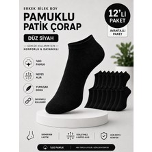 Baff Erkek Pamuklu Düz Siyah Patik Çorap 12'li Paket 40-44
