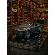Oyuncak Sahili Tesla Cybertruck Diecast Metal Tarzı 13CM Koleksiyon Çekbırak Jip Kapılar Bagaj Kapağı Açılır Işıklı Sesli Metalic Siyah