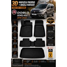 PINUKS Fiat Doblo Geniş Aile 2012 Model Uyumlu 3D Araca Özel Havuzlu Paspas+Bagaj Havuzu Birebir Uyum-Hediyeli