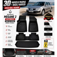 PINUKS Renault Megane 2 Hatchback 2008 Model Uyumlu 3D Araca Özel Havuzlu Paspas+Bagaj Havuzu Birebir Uyum-Hediyeli