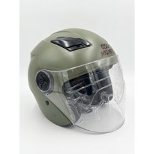 Oso Helmet Yarım Kask Gözlüklü Haki Yeşil - Xl Beden