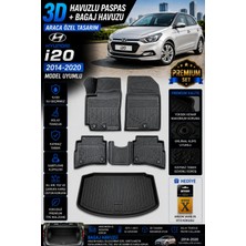 PINUKS Hyundai I20 2018 Model Uyumlu 3D Araca Özel Havuzlu Paspas+Bagaj Havuzu Birebir Uyum-Hediyeli