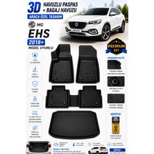 PINUKS Mg Ehs 2022 Model Uyumlu 3D Araca Özel Havuzlu Paspas+Bagaj Havuzu Birebir Uyum-Hediyeli