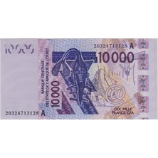 Banknoting Batı Afrika Devletleri 10.000 Cfa Frank 2020 A= Fildişi Sahili. Çil.