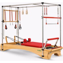 Combo Cadillac Reformer Elegance Seri Kırmızı Şarjörlü Sistem 8 Kademe Krom 1. Sınıf Kayın Ağacı
