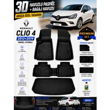 PINUKS Renault Clio 4 2012 Model Uyumlu 3D Araca Özel Havuzlu Paspas+Bagaj Havuzu Birebir Uyum-Hediyeli