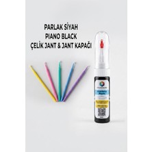 Colorguard Parlak Siyah Çelik Jant-Jant Kapağı Rötuş Boyası ve 5'li Rötuş Çubuğu Hassas Uygulama Seti