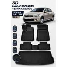PINUKS Citroen C Elysee 2018 Model Uyumlu 3D Araca Özel Havuzlu Paspas+Bagaj Havuzu Birebir Uyum-Hediyeli