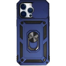 Uravas Store Apple iPhone 14 Pro Kılıf Pars Lens Yüzüklü Silikon - Lacivert