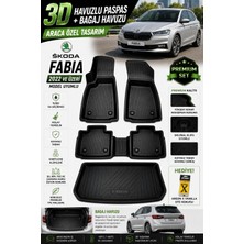 PINUKS Skoda Fabıa 2025 Model Uyumlu 3D Araca Özel Havuzlu Paspas+Bagaj Havuzu Birebir Uyum-Hediyeli