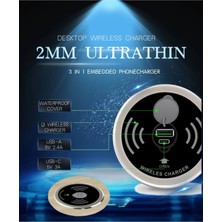 OEM 60MM Gömülü 15W Ofis Mobilyaları Kablosuz Şarj Adaptörü Soket Usba + Usb-C Şarj Portu Pd Otp
