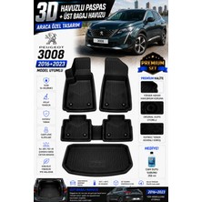 PINUKS Peugeot 3008 Üst 2019 Model Uyumlu 3D Araca Özel Havuzlu Paspas+Bagaj Havuzu Birebir Uyum-Hediyeli