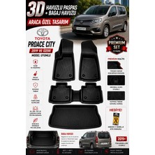 PINUKS Toyota Proace Cıty Seperatörsüz 2020 Model Uyumlu 3D Araca Özel Havuzlu Paspas+Bagaj Havuzu Birebir Uyum-Hediyeli
