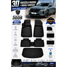 PINUKS Peugeot 3008 Hybrıd 2025 Model Uyumlu 3D Araca Özel Havuzlu Paspas+Bagaj Havuzu Birebir Uyum-Hediyeli