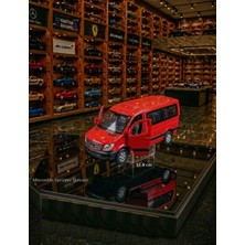 Oyuncak Sahili Mercedes Sprinter Panelvan Koltuklu 11.8 cm Orjnal Diecast Metal Kapıları Açılır Çekbırak Model Koleksiyon Metalic Kırmızı
