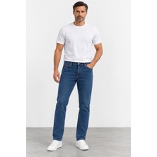 Bihan Store Erkek Slim Fit Esnek Denim Jean Pantolon Mc Clap 008-KOYU Mavi