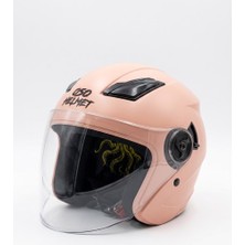 Oso Helmet Yarım Kask Gözlüklü Fusya Pembe - L Beden