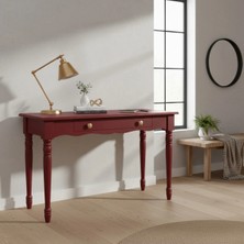 Roys Ahşap 120 cm Masif Kırmızı Tornalı Çalışma Masası