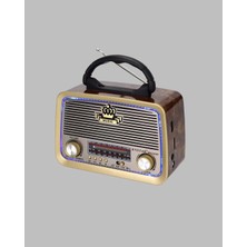 Bezos Ahşap Nostaljik Radyo Bluetooth USB Sd Kart Destekli