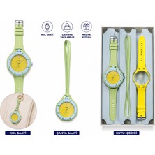 Pmr Duostyle 2'si 1 Arada Sarı Analog Kol Saati ve Çanta Saati Silikon Kordonlu Unisex