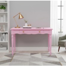 Roys Ahşap 110 cm Masif Pembe Tornalı Çalışma Masası