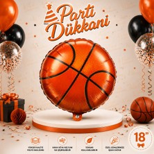 Parti Dükkanı Basketbol Topu Folyo Balon 18 Inç 45 cm Helyum Uyumlu Doğum Günü Spor Temalı Parti Balonu Basketbol Dekorasyonu
