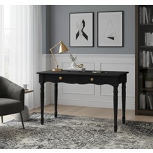 Roys Ahşap 110 cm Masif Siyah Tornalı Çalışma Masası