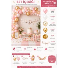 Deha Parti Happy Bırthday Yazı Gümüş Konfetili 35 Adet Pembe Beyaz Gold Balon Parti Doğum Günü Seti
