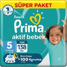 Prima 5 Beden Aktif Bebek Bezi Süper Paket 46X3 138 Adet