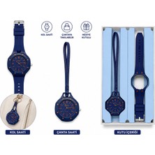 Pmr Duostyle 2'si 1 Arada Lacivert Analog Kol Saati ve Çanta Saati Silikon Kordonlu Unisex