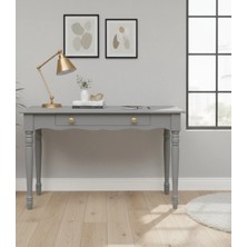 Roys Ahşap 120 cm Masif Gri Tornalı Çalışma Masası