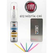 COLORGUARD FIAT 612 Mistik Gri Rötuş Seti - 2 si 1 Arada İğne ve Fırça Uçlu Şişe, Rötuş Çeliği ve Rötuş Çubuğu