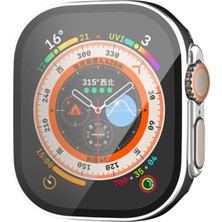 Hobibahçem Watch Ultra 49MM Legend Camlı Kasa Ekran Koruyucu - Siyah-Gümüş