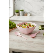 Solmazlar Online 3,5 Lt Soft Pembe Akrilik Kare Salata ve Servis Kasesi Seti – 3 Parça