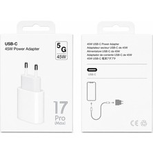 Rio Battery Solgun Usb-C 45W Power Adapter 5g IPHONE 17 Hızlı Şarj Desteği