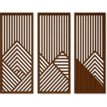 Dekmar 3'lü Geometrik Ahşap Görünümlü Mdf Duvar Dekoru 18 x 40 cm